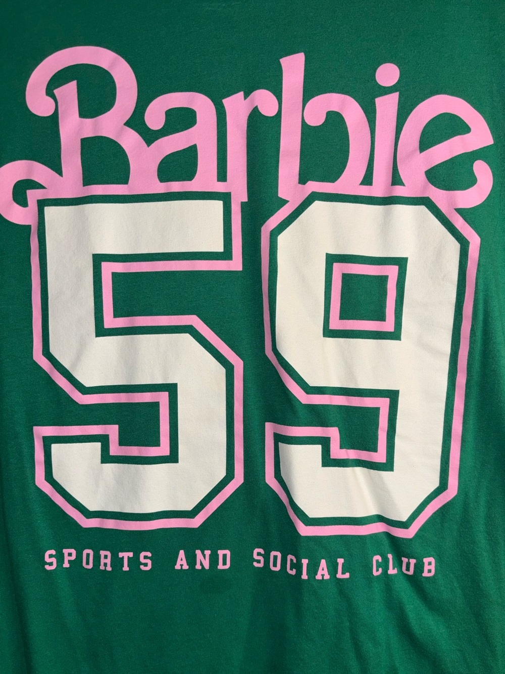 Barbie Green Tee with Pink and White Graphic